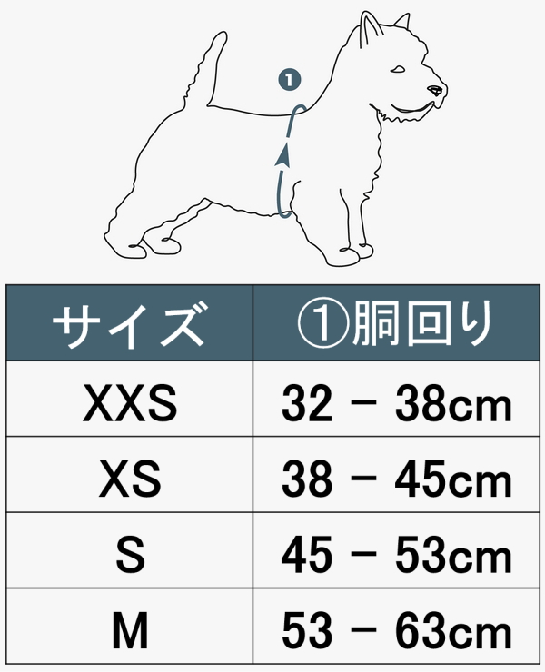 サイズ表｜ドッグコペンハーゲン コンフォートウォークGOハーネス｜犬グッズ通販HAU