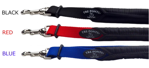 レッド、ブラック、ブルー|ダブルセーフティーハンドルリーシュ(中・大型犬用リード)Tre Ponti|犬グッズ通販HAU